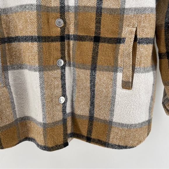 No Brand Womens Button Up Shacket Jacket Camel Tan Plaid L - Picture 4 of 7